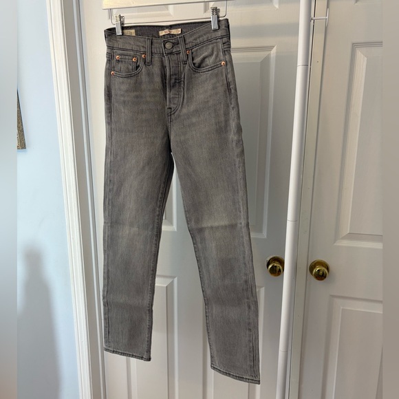 Levi’s Wedgie Straight Leg Grey Black Jeans Size 25 Ankle Length Cotton - Picture 7 of 13